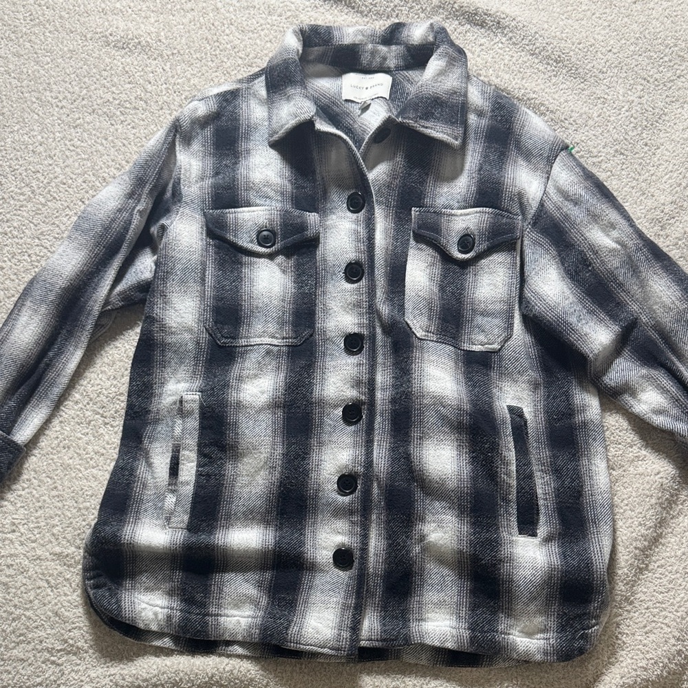 Lucky brand Black and White Plaid Shacket Jacket size medium